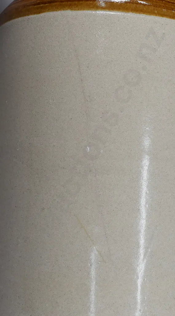 CLANDEBOYES GENERAL STORE, SOUTH CANTERBURY, STOUR WARE STONE JAR. Image 1++