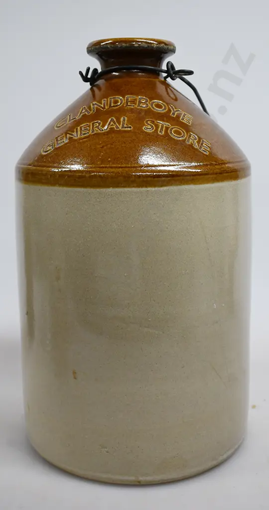 CLANDEBOYES GENERAL STORE, SOUTH CANTERBURY, STOUR WARE STONE JAR. Image 1++
