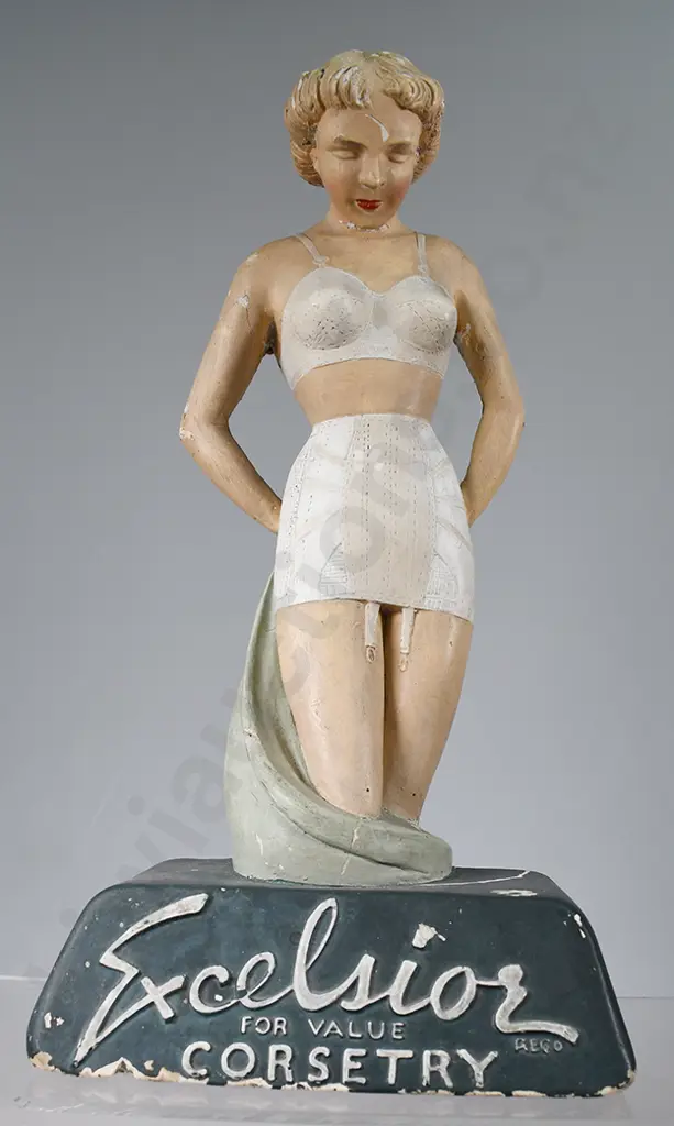 ADVERTISING PLASTER BUST EXCELSIOR CORSETRY Image 1++