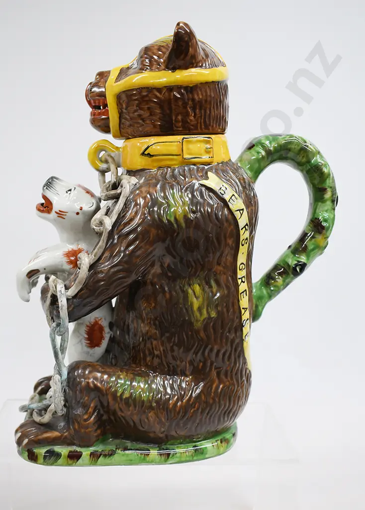STAFFORDSHIRE PEARLWARE BEARS GREASE DOG TANKARD Image 1++
