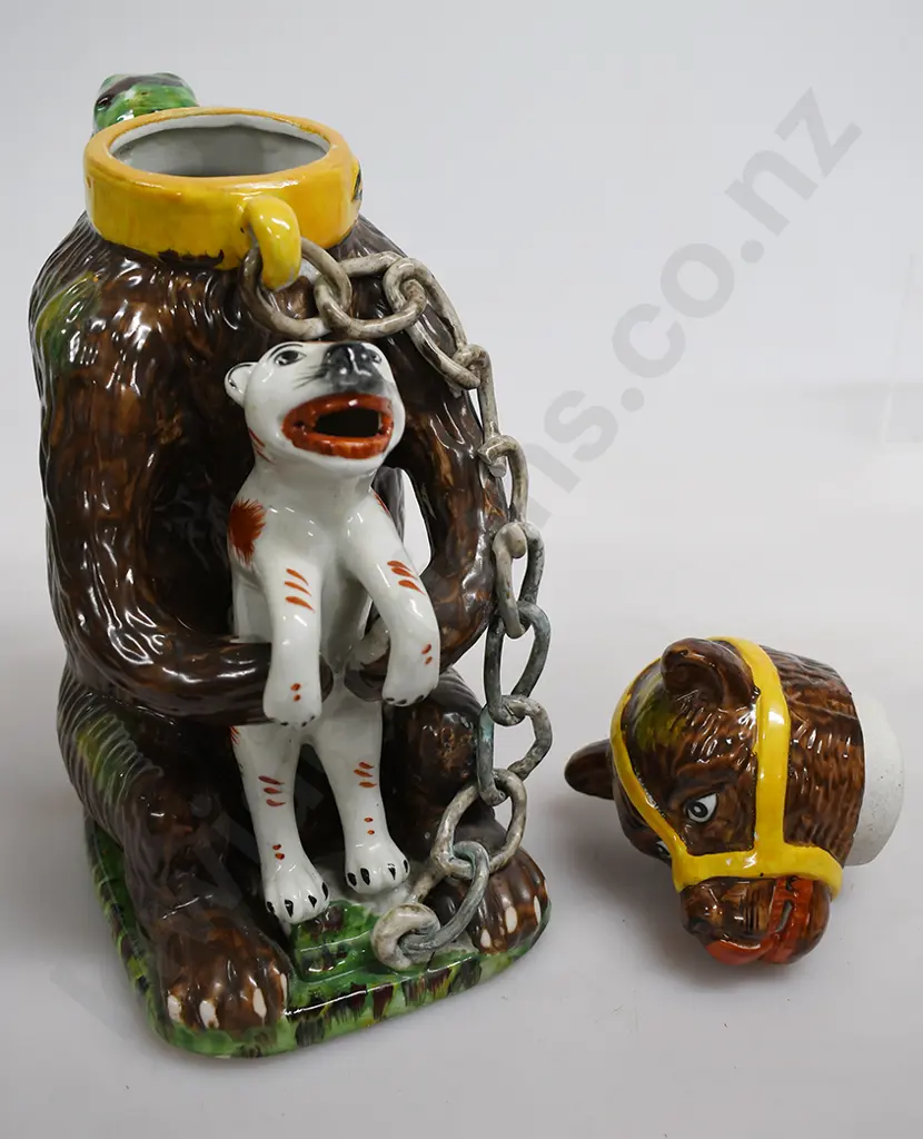 STAFFORDSHIRE PEARLWARE BEARS GREASE DOG TANKARD Image 1++