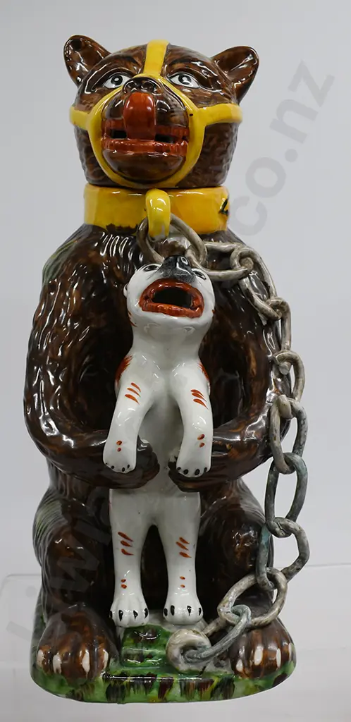 STAFFORDSHIRE PEARLWARE BEARS GREASE DOG TANKARD Image 1++