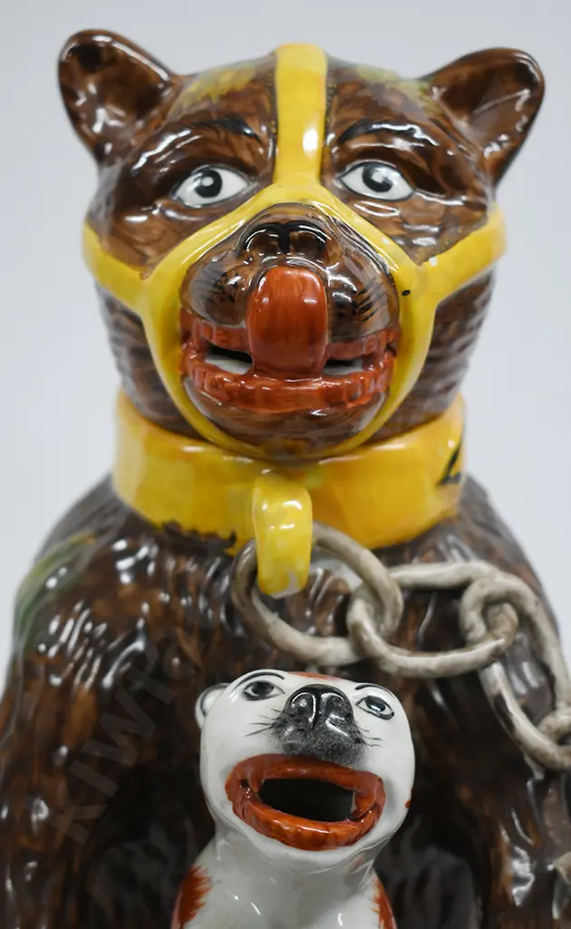 STAFFORDSHIRE PEARLWARE BEARS GREASE DOG TANKARD Image 1++
