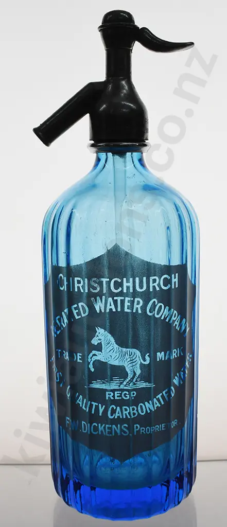 CHRISTCHURCH AERATED WATER BLUE SYPHON Image 1++