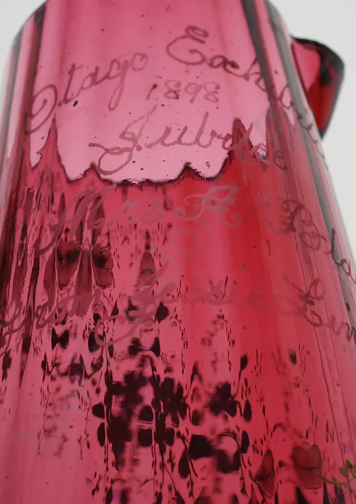 RUBY GLASS JUG, OTAGO EXHIBITION 1898 Image 1++