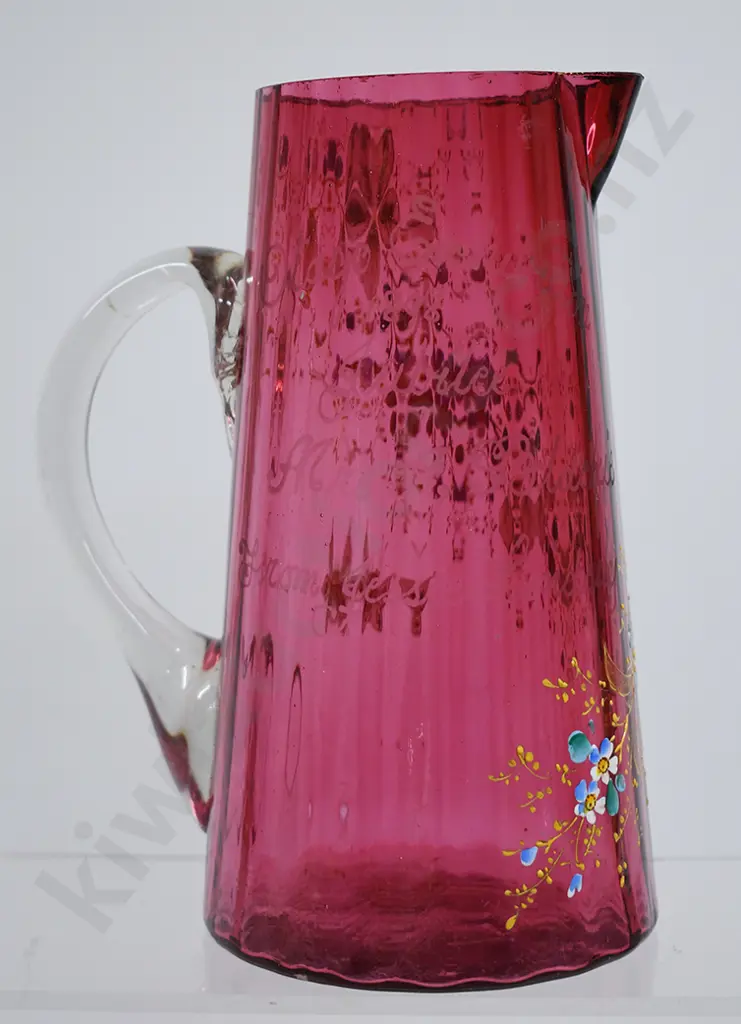 RUBY GLASS JUG, OTAGO EXHIBITION 1898 Image 1++