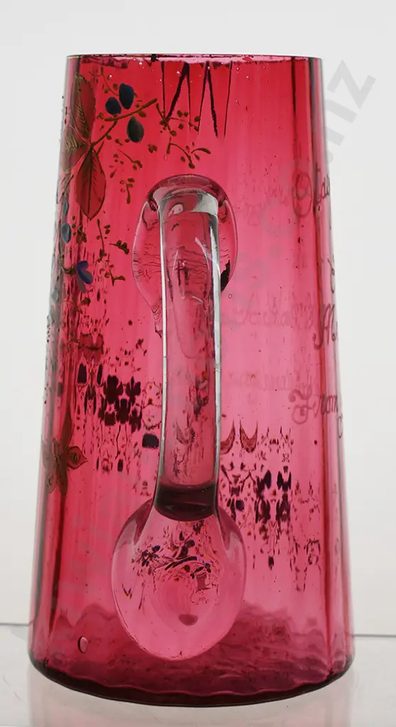RUBY GLASS JUG, OTAGO EXHIBITION 1898 Image 1++
