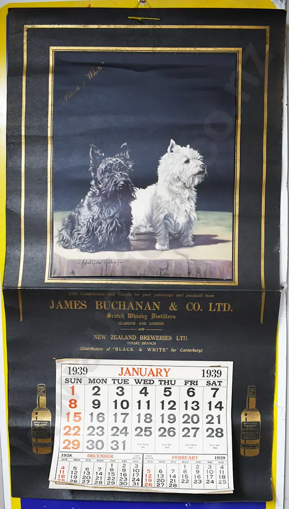 JAMES BUCHANAN/N.Z. BREWERIES 1939 CALENDAR Image 1++