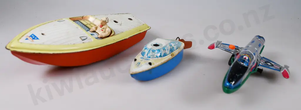TIN TOY BOATS & AIR FORCE PLANE Image 1++