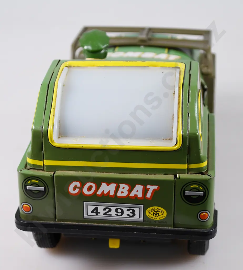 TIN PLATED BATTERY OPERATED COMBAT JEEP Image 1++