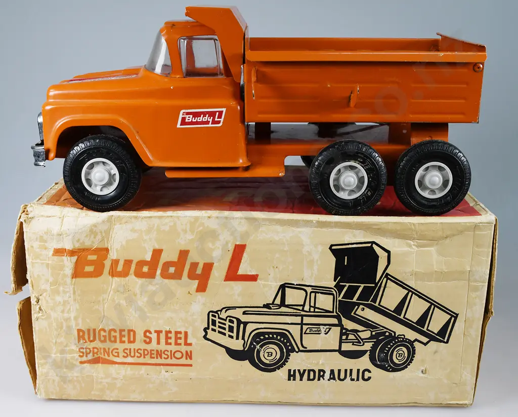 BUDDY L STEEL SPRING SUSPENSION DUMP TRUCK WITH BOX Image 1++