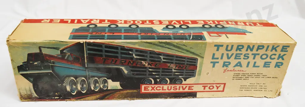 PRESSED TIN TURNPIKE LIVESTOCK TRUCK & TRAILER IN BOX Image 1++