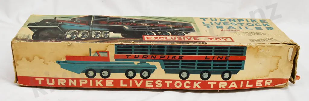PRESSED TIN TURNPIKE LIVESTOCK TRUCK & TRAILER IN BOX Image 1++
