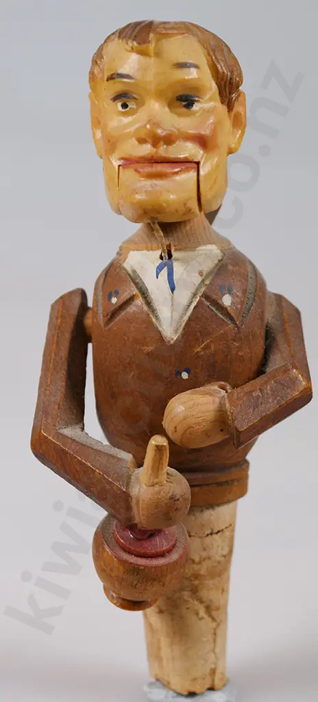VINTAGE ANRI CARVED WOOD CHARACTER BOTTLE STOPPERS Image 1++