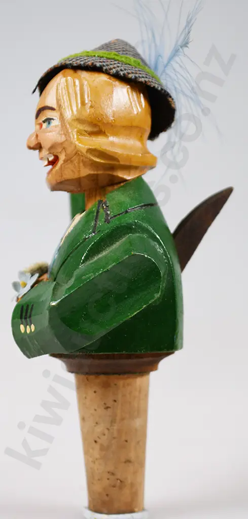 VINTAGE ANRI CARVED WOOD CHARACTER BOTTLE STOPPERS Image 1++