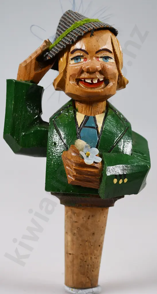 VINTAGE ANRI CARVED WOOD CHARACTER BOTTLE STOPPERS Image 1++