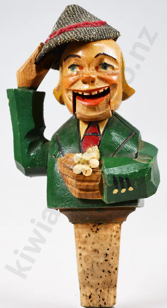 VINTAGE ANRI CARVED WOOD CHARACTER BOTTLE STOPPERS Image 1++