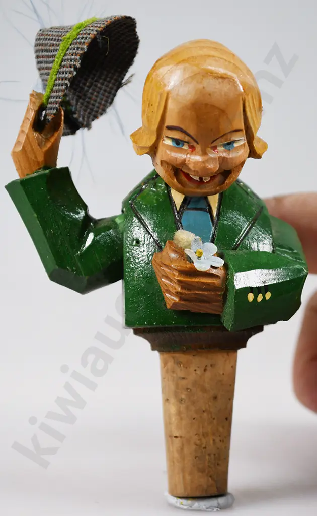 VINTAGE ANRI CARVED WOOD CHARACTER BOTTLE STOPPERS Image 1++