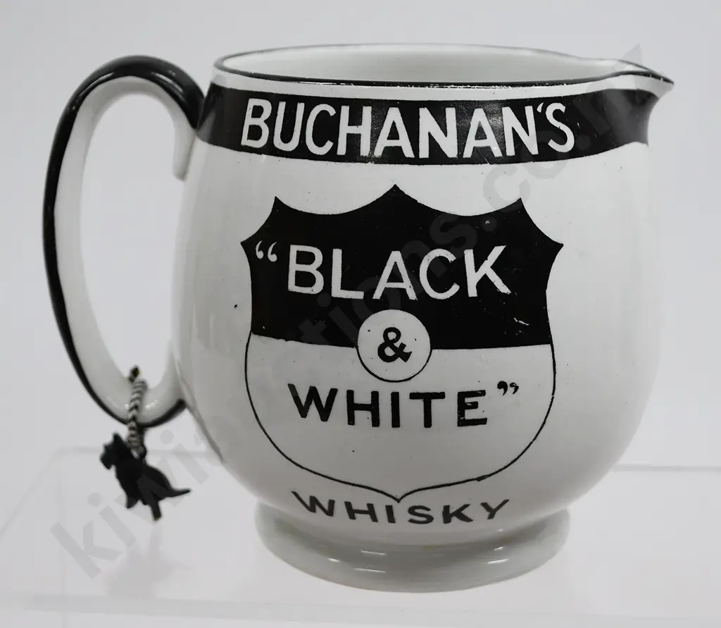 BUCHANAN’S BLACK & WHITE WHISKY ADVERTISING WATER JUG Image 1++