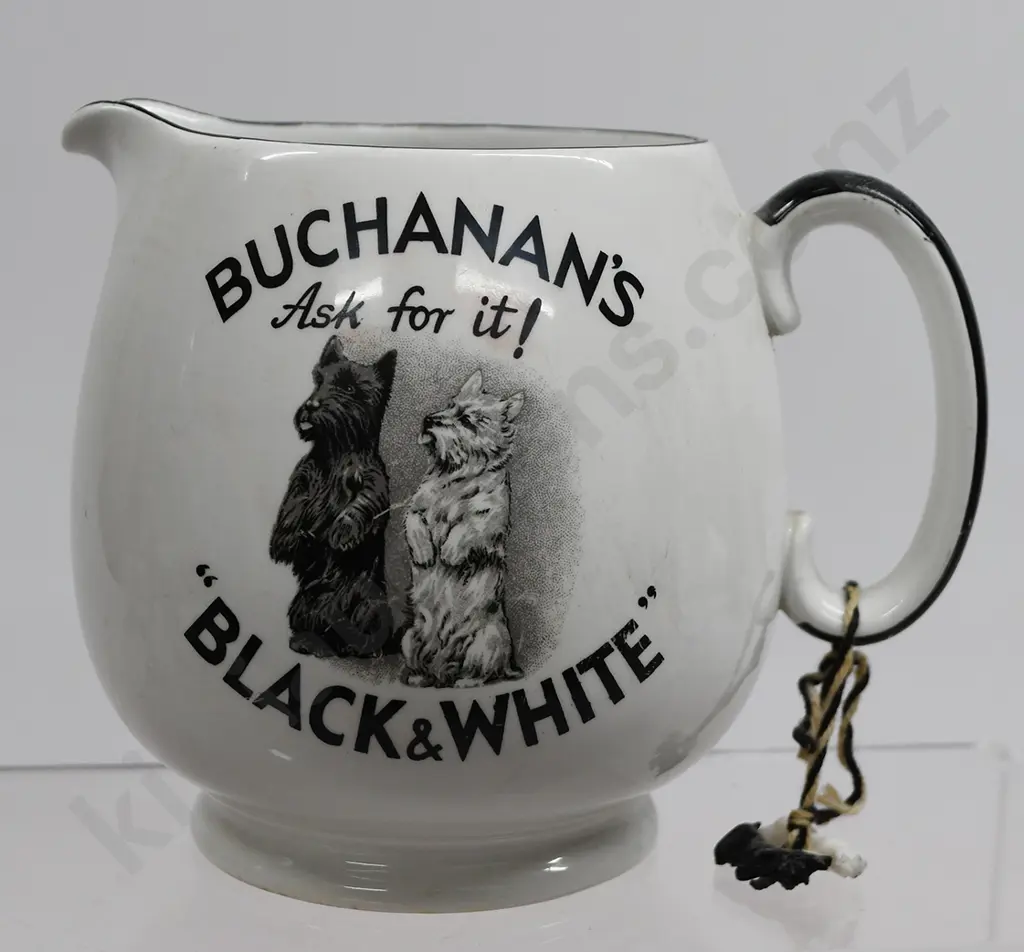 BUCHANAN’S BLACK & WHITE WHISKY ADVERTISING WATER JUG Image 1++