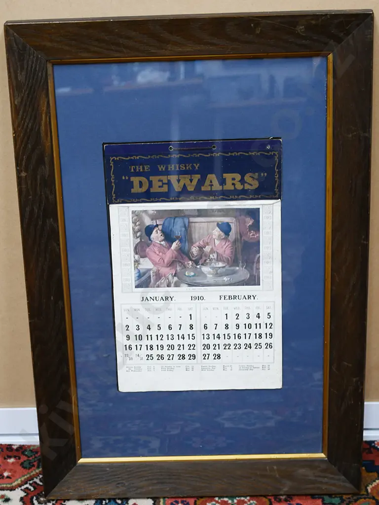 DEWARS WHISKY FRAMED 1910 CALENDAR Image 1++