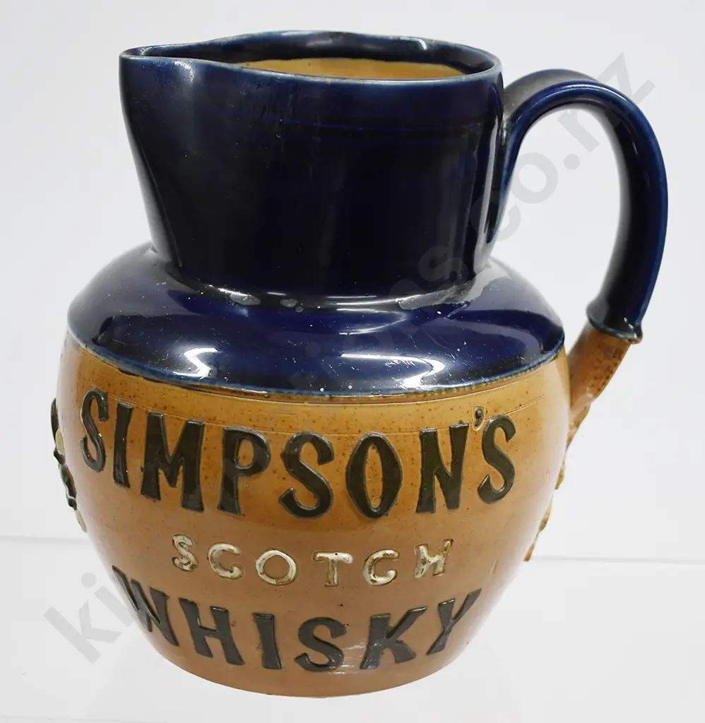 SIMPSON'S STONEWARE ADVERTISING WHISKY WATER JUG Image 1++