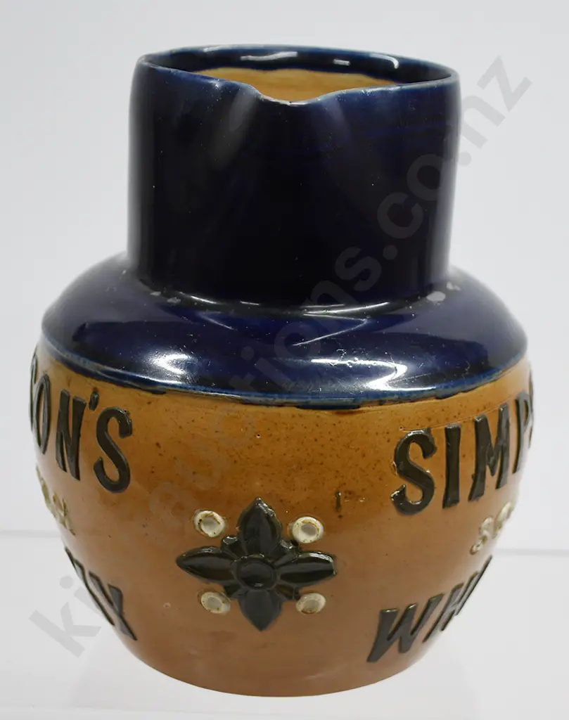 SIMPSON'S STONEWARE ADVERTISING WHISKY WATER JUG Image 1++