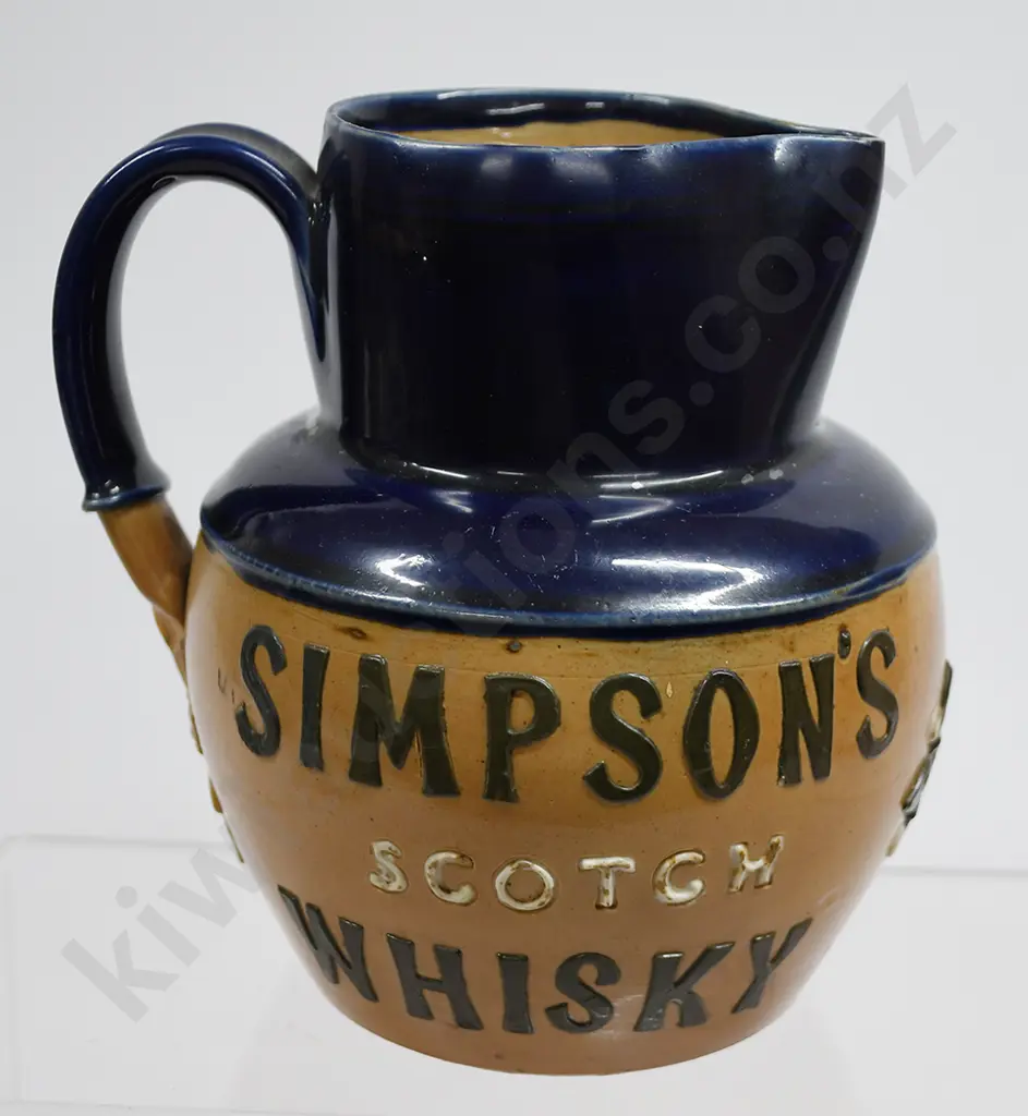 SIMPSON'S STONEWARE ADVERTISING WHISKY WATER JUG Image 1++