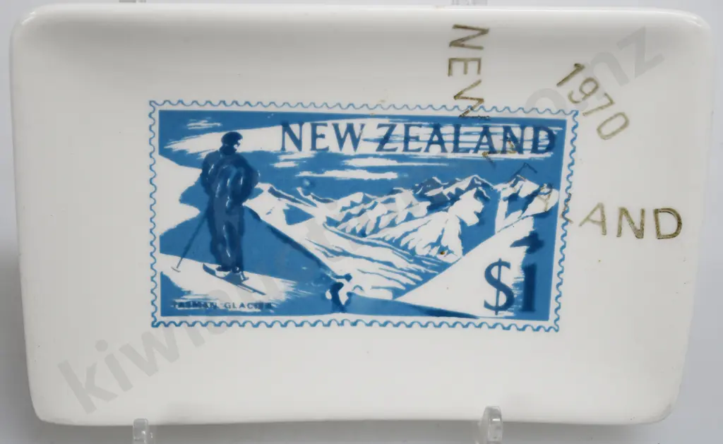 CROWN LYNN POSTAGE STAMP $1 TASMAN GLACIER Image 1++