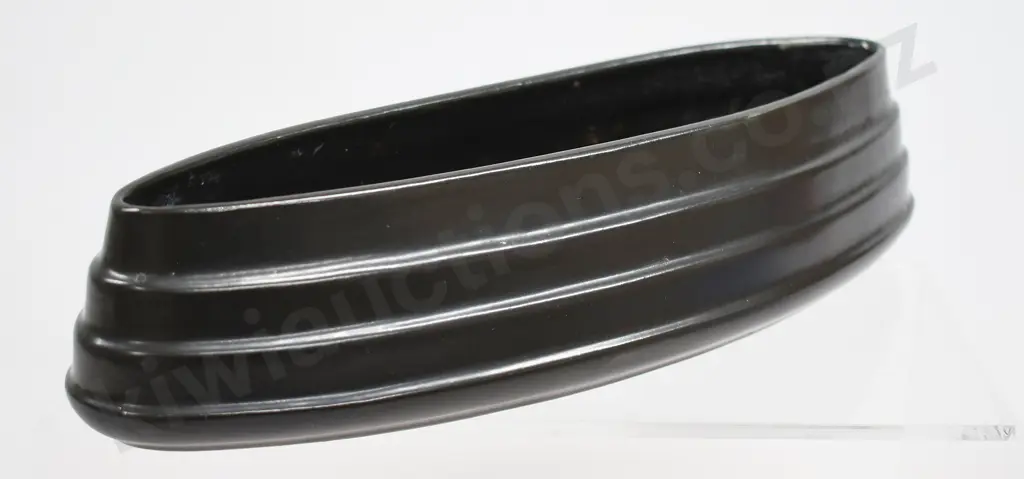 CROWN LYNN BLACK GLAZE TROUGH VASE Image 1++
