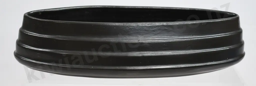 CROWN LYNN BLACK GLAZE TROUGH VASE Image 1++
