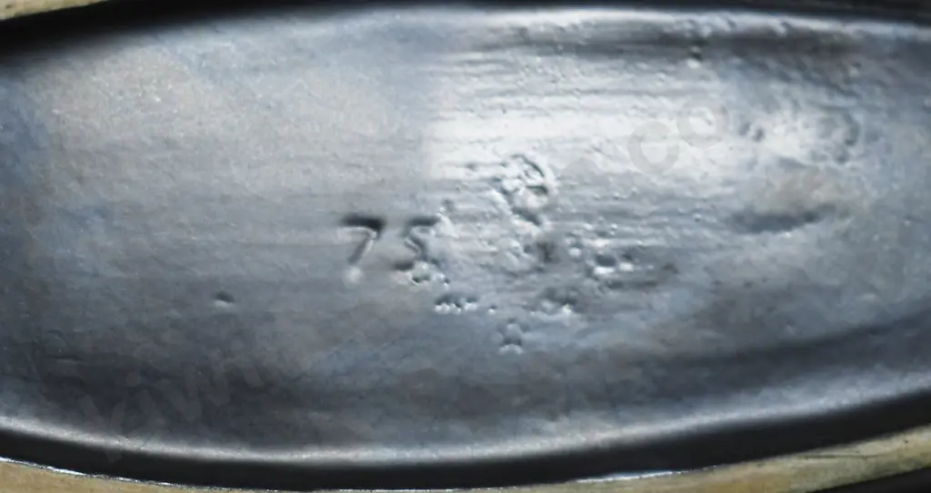 CROWN LYNN BLACK GLAZE TROUGH VASE Image 1++