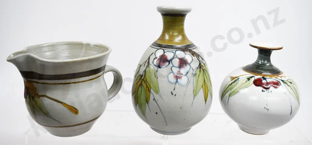 NEIL GRANT DUNEDIN, STUDIO POTTERY VASES & JUG Image 1++