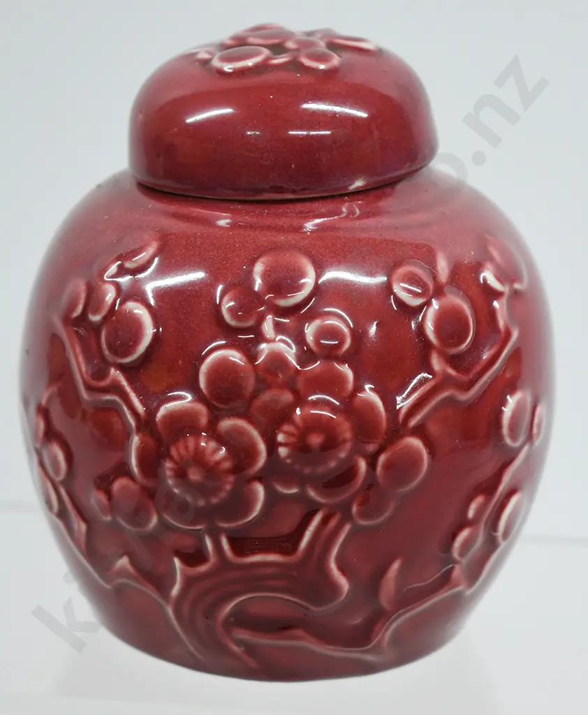 CROWN LYNN LIDDED GINGER JAR PLUM Image 1++