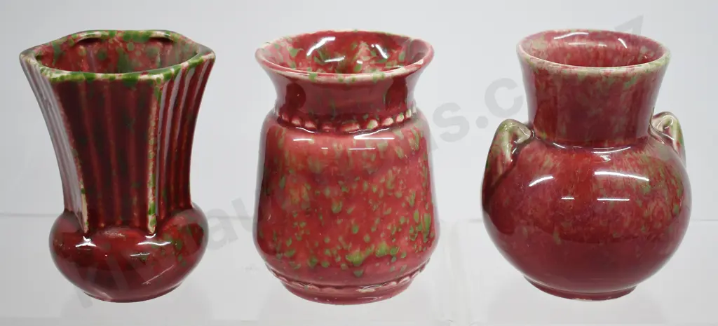 CROWN LYNN RHUBARB GLAZE MINI VASES Image 1++