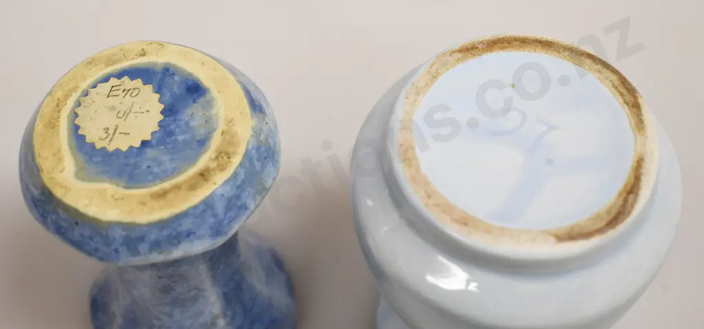 CROWN LYNN BLUE GLAZED MINI VASES Image 1++