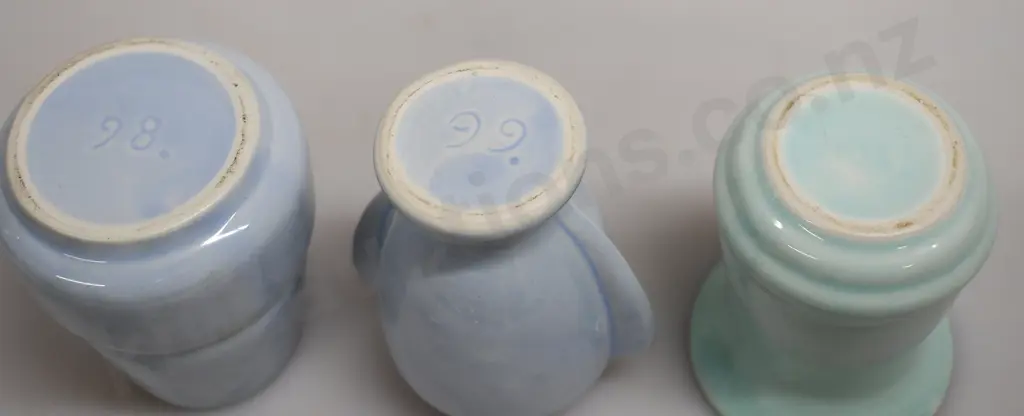 CROWN LYNN BLUE GLAZED MINI VASES Image 1++