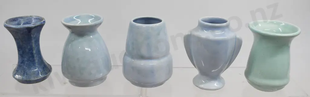 CROWN LYNN BLUE GLAZED MINI VASES Image 1++