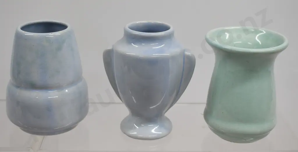 CROWN LYNN BLUE GLAZED MINI VASES Image 1++