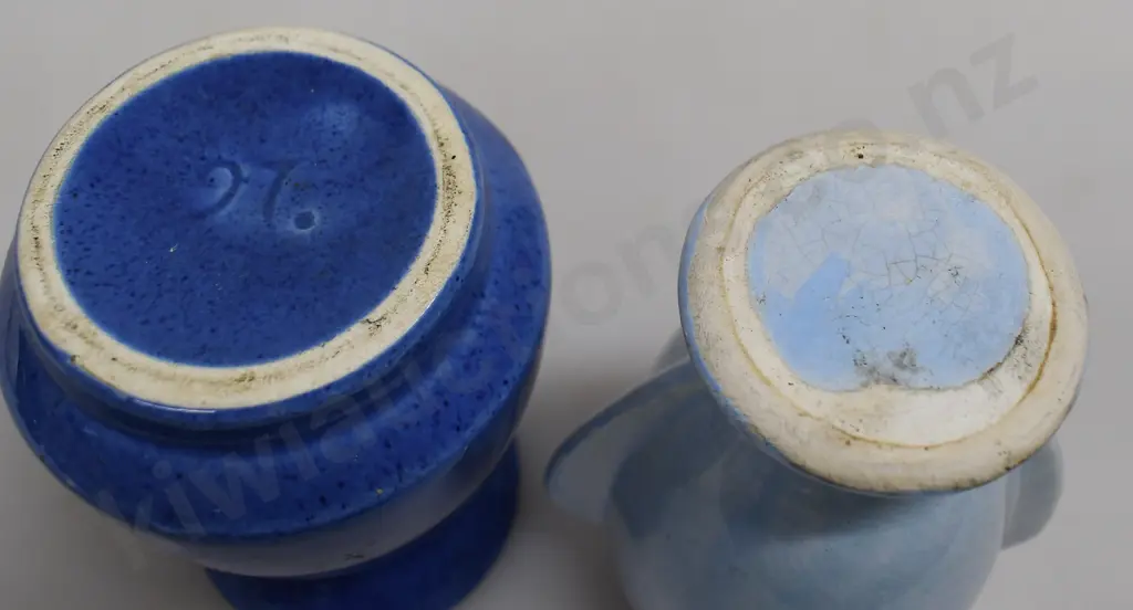 CROWN LYNN BLUE GLAZED MINI VASES Image 1++