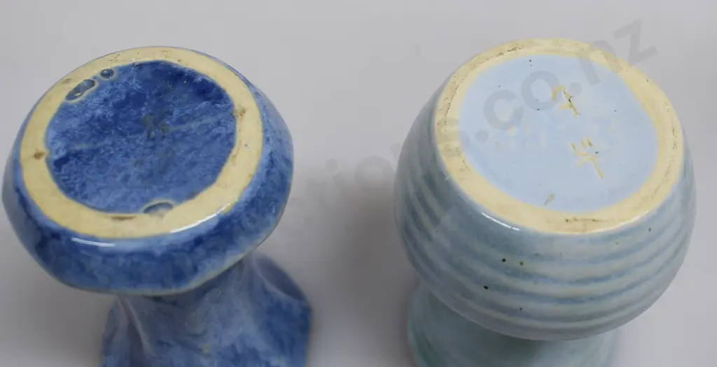 CROWN LYNN BLUE GLAZED MINI VASES Image 1++