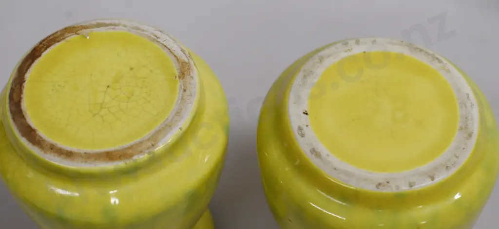 CROWN LYNN CHARTREUSE GLAZE MINI VASES Image 1++
