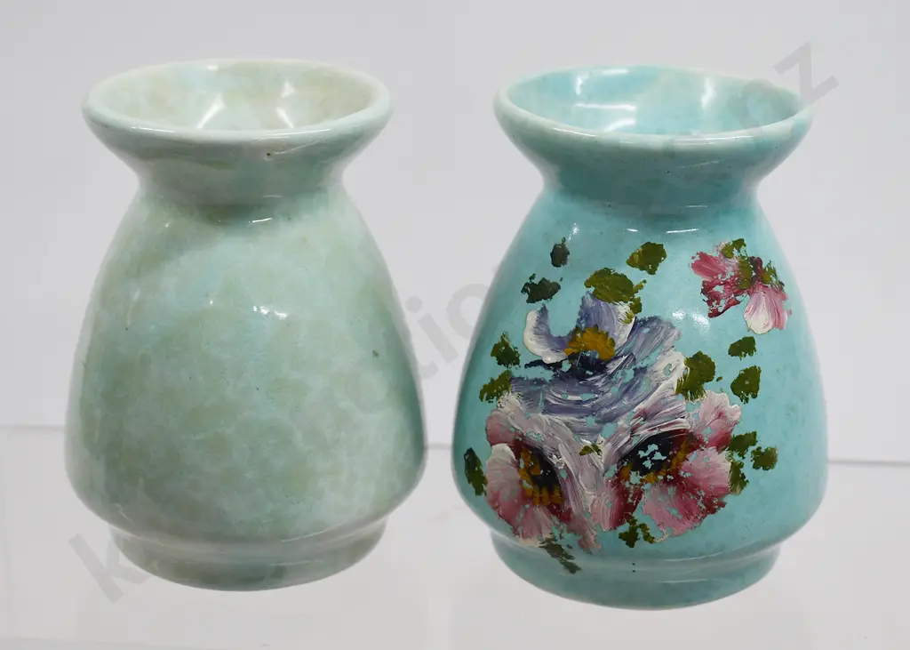 CROWN LYNN TEAL GLAZED MINI VASES Image 1++
