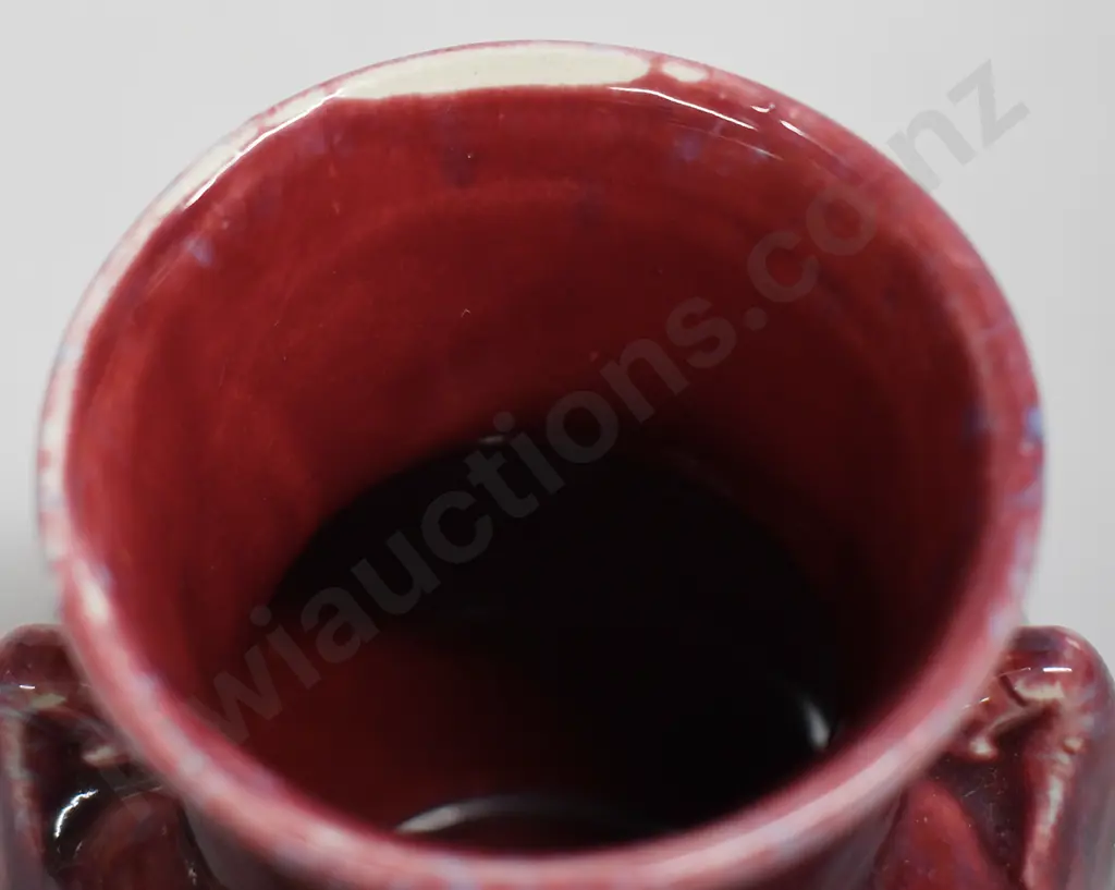 CROWN LYNN PLUM RHUBARB GLAZED MINI VASES Image 1++