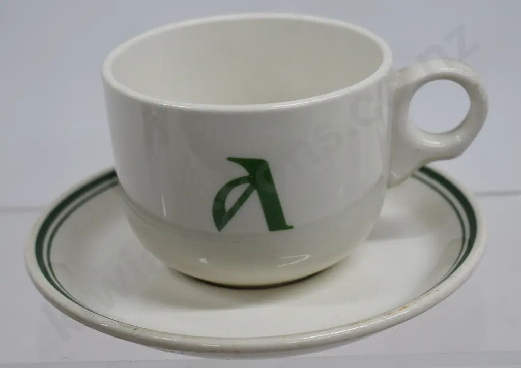 CROWN LYNN MONOGRAMMED CUPS & SAUCERS Image 1++