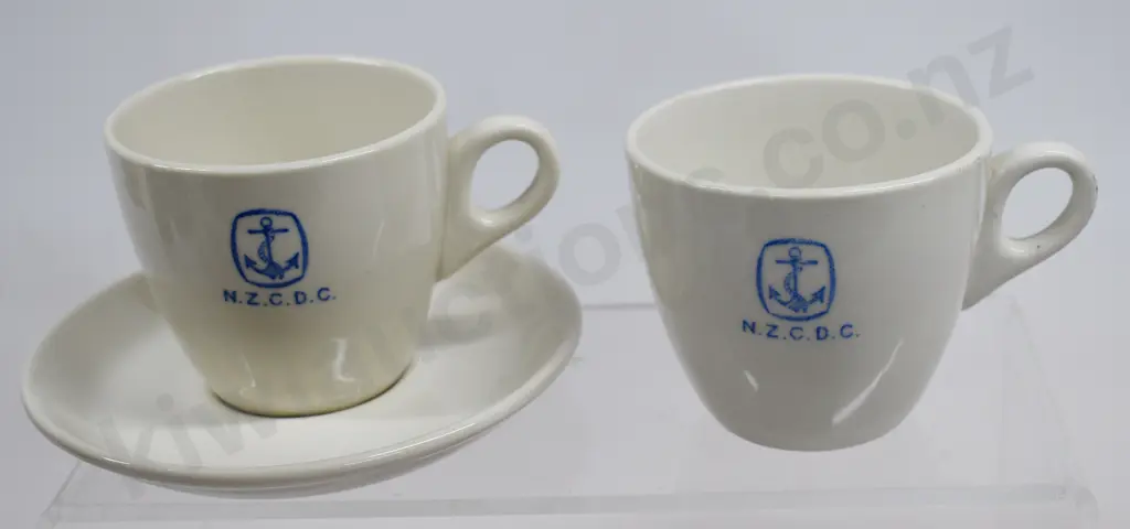 CROWN LYNN MONOGRAMMED CUPS & SAUCERS Image 1++