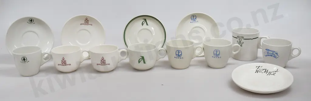 CROWN LYNN MONOGRAMMED CUPS & SAUCERS Image 1++