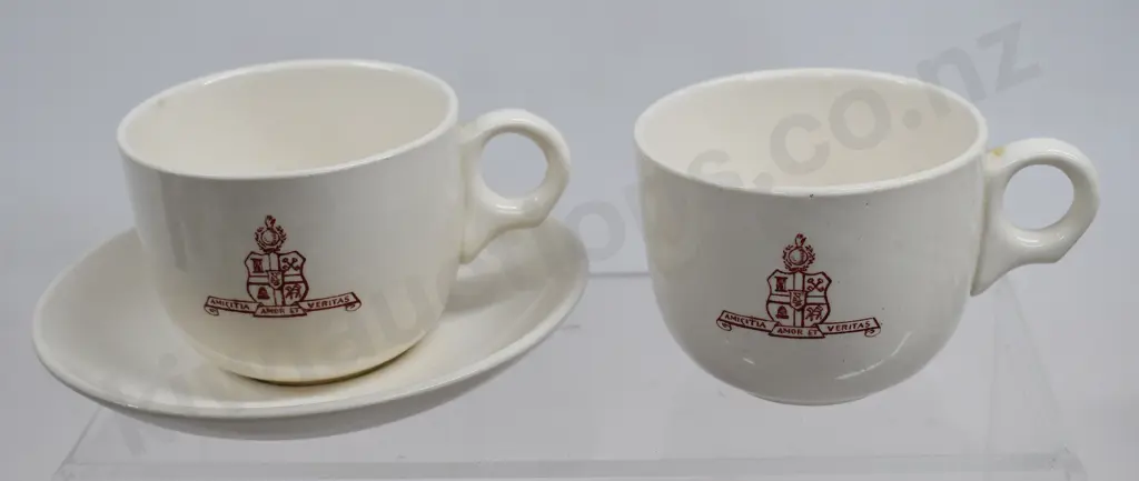 CROWN LYNN MONOGRAMMED CUPS & SAUCERS Image 1++