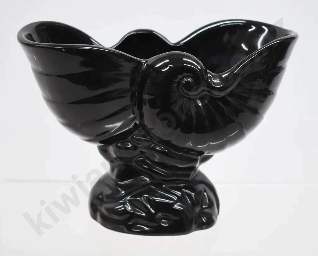 BLACK GLAZED NAUTILUS VASE Image 1++