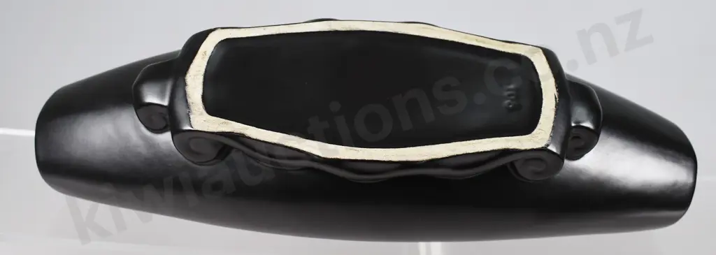 CROWN LYNN TROUGH VASE, BLACK Image 1++